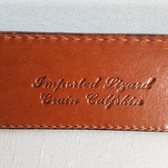 Mens Imported Lizard Grain Calfskin Belt 32 Waist Black Double Loop - Picture 7 of 13